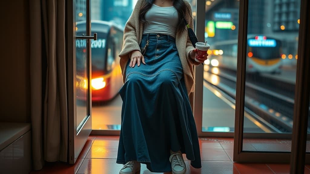 Denim maxi skirt comeback: cool girl ke susah naik tangga LRT?