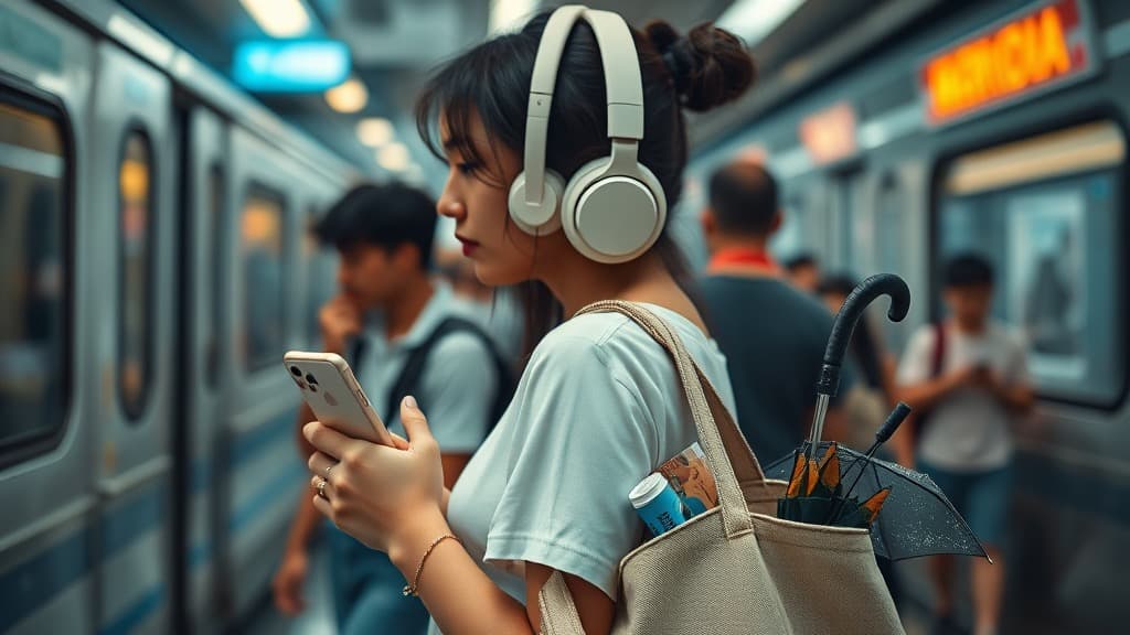 Headphones besar dekat LRT: cool girl ke jangan kacau aku?