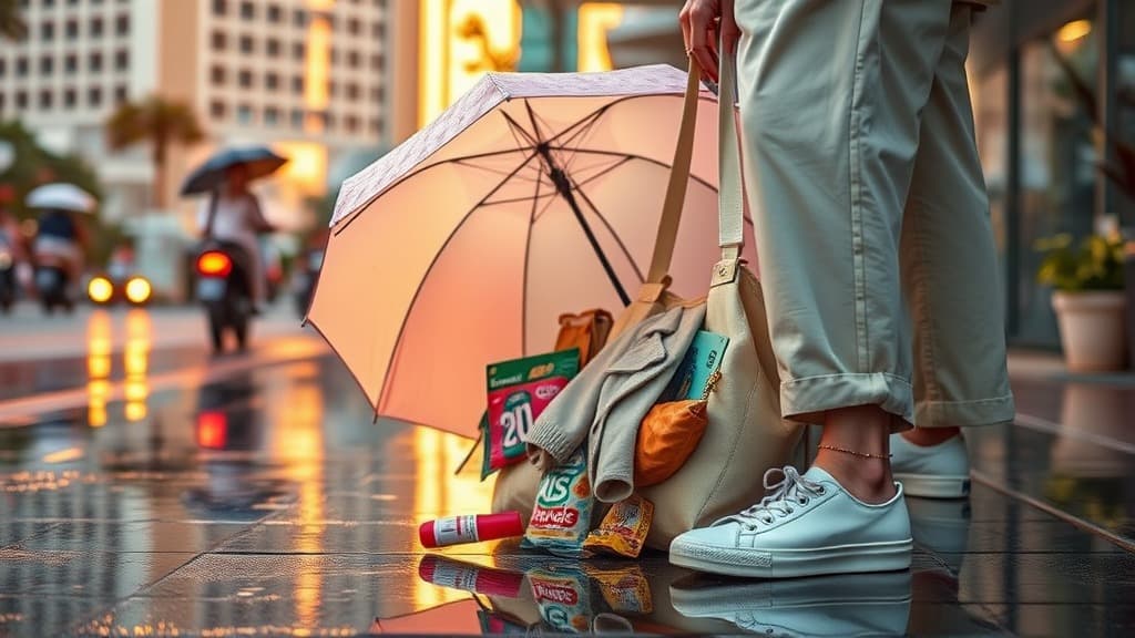 Payung kecil pukul 9 pagi: prepared girl ke senjata dalam tote?