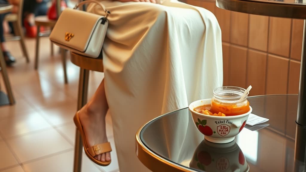 White skirt keluar lunch: clean girl ke anxiety kena kuah sambal?